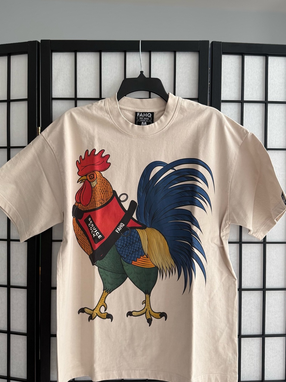 FAHQ Heavyweight 300 GSM Graphic Rooster Logo T-Shirt Mens Size M